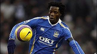 Benjani Mwaruwari in action for Portsmouth