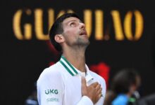 Novak Djokovic in action at the 2022 French Open