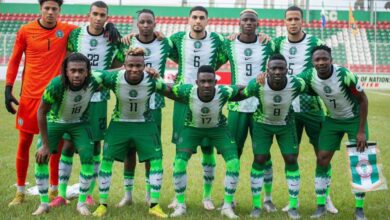 Super Eagles of Nigeria line up for a match