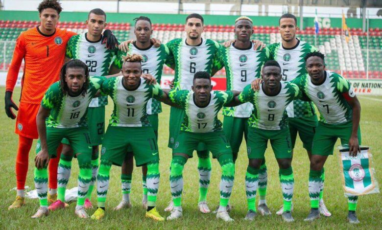 Super Eagles of Nigeria line up for a match