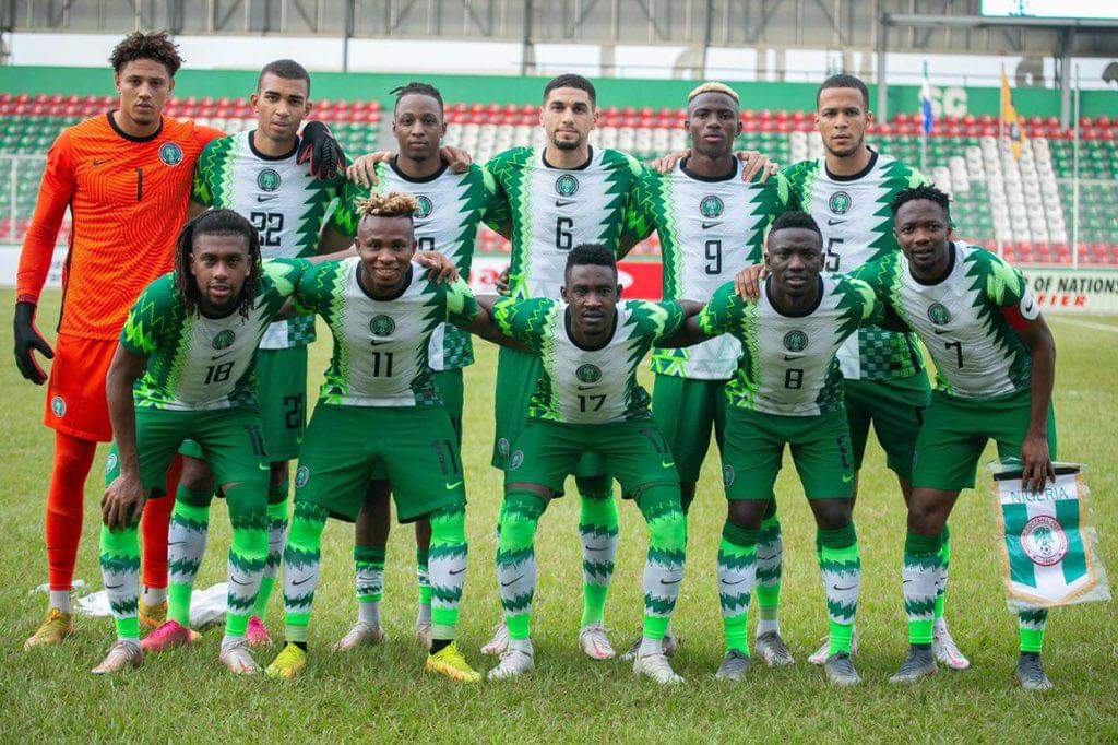 Super Eagles of Nigeria line up for a match