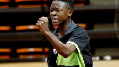 Samuel Boboye in action at the ITTF western region championship