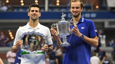 Medvedev and Djokovic after US Open final