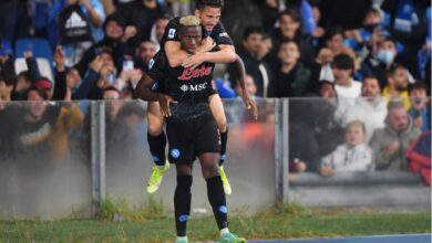 Victor Osimhen celebrates after scoring against Torino