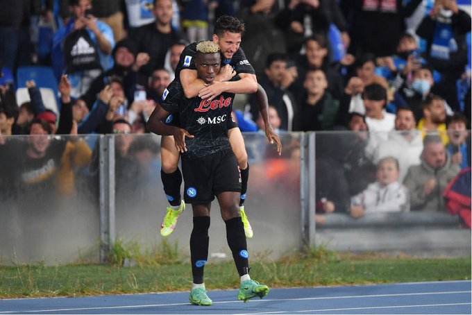 Victor Osimhen celebrates after scoring against Torino