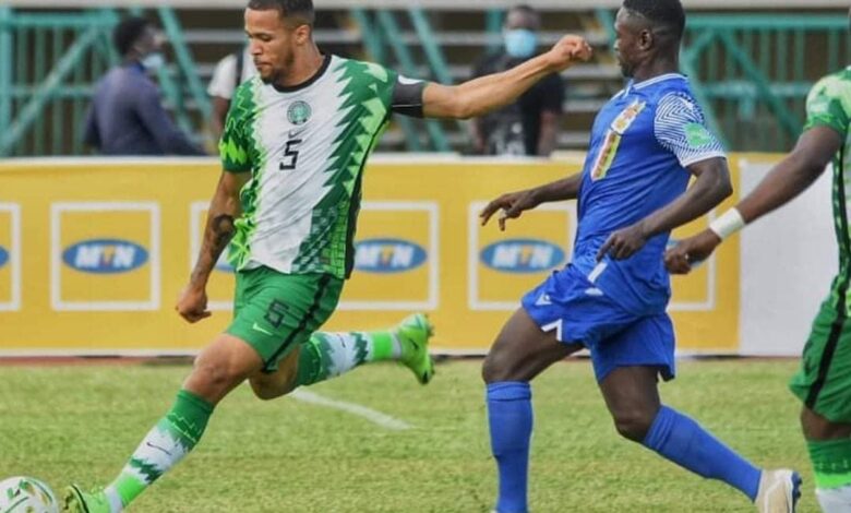 Captain Ekong takes a kick as CAR stun Nigeria