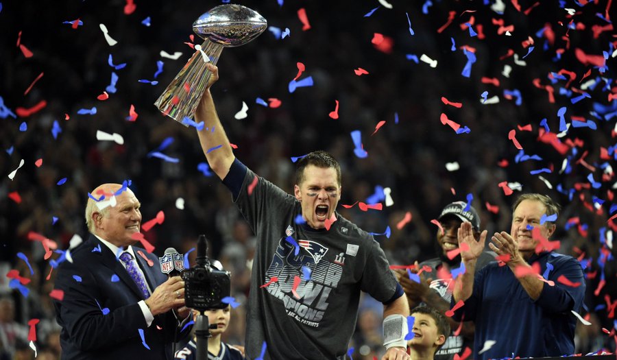 Tom Brady during one of his Super Bowl triumphs