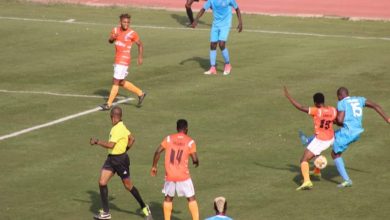 Action from NPFL Matchday Five clash between Akwa United and Lobi Stars