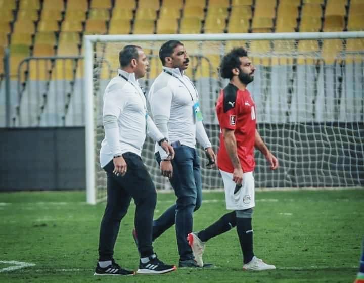 Salah flanked by his bodyguards