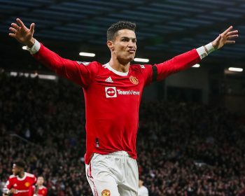 Cristiano Ronaldo celebrates after his record-breaking goal