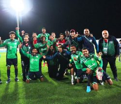 Aniekpeno Udoh and Al Kholood Players Celebrating after Win Over Al Jeel