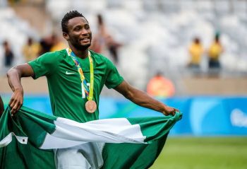 John Obi Mikel celebrating his Olympics bronze medal in 2016