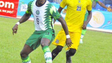 Edidiong Ezekiel in action for Nigeria vs Tanzania