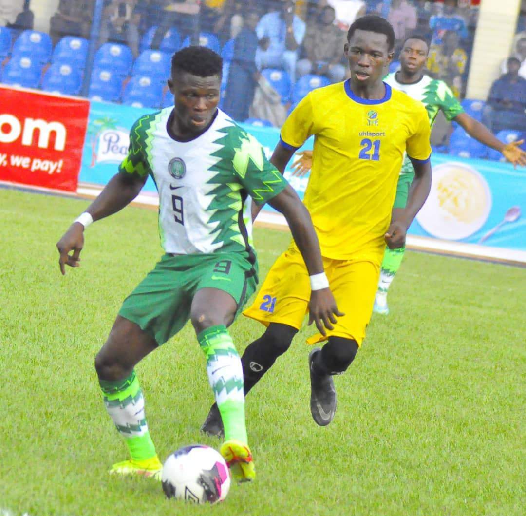 Edidiong Ezekiel in action for Nigeria vs Tanzania