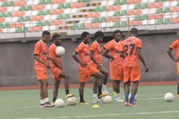 Dakkada FC Players during training at the Eket Stadium