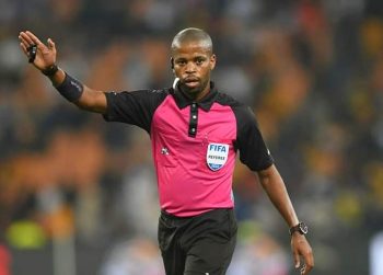 South African Referee Tom Abongile is Referee for the Rivers United vs Young Africans game in UYO