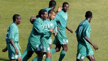 Okocha celebrating after scoring the 1000th AFCON goal