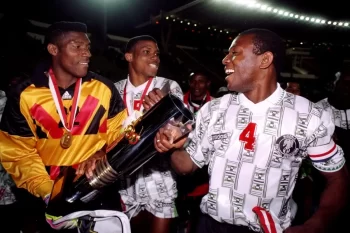 Rufai, Oliseh, and Keshi celebrating the title