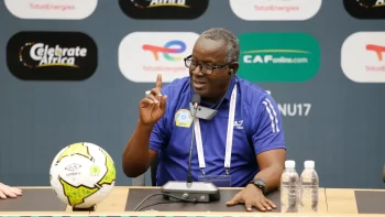 Somalia U-17 Head Coach Nuur Maxamed addressing the Press