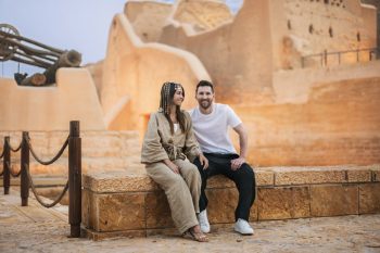 Lionel Messi and wife, Antonella, pose for a picture in Saudi Arabia 