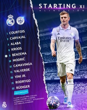 Real Madrid Starting XI Vs Manchester City