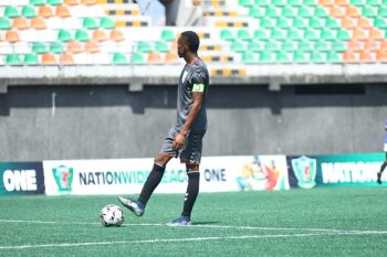 Osita Amadi In action for Nordic Football Academy Nigeria during a 2023 Nigeria Nationwide League game at the Eket Stadium