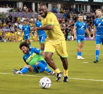 Okocha dazzling at " The beautiful game " exhibition match