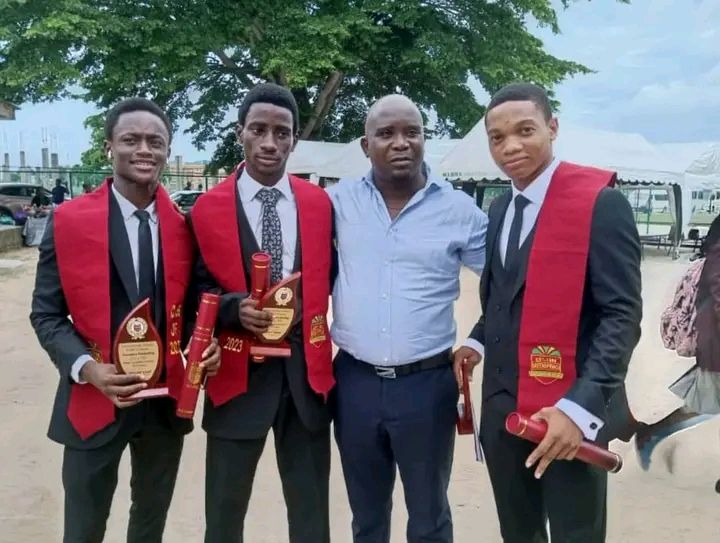 Light-skinned Nigeria U-17 striker Light Eke poses for photograph at the Greenfield College graduation