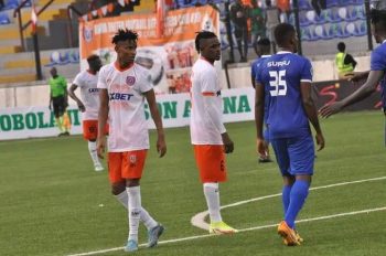 Wisdom Ndon (3) during the Akwa United vs Rivers United, Naija Super 8 match