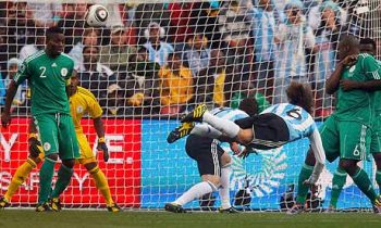 Gabriel Heinze diving header to seal a 1-0 win for Argentina over Nigeria at the 2010 FIFA World Cup