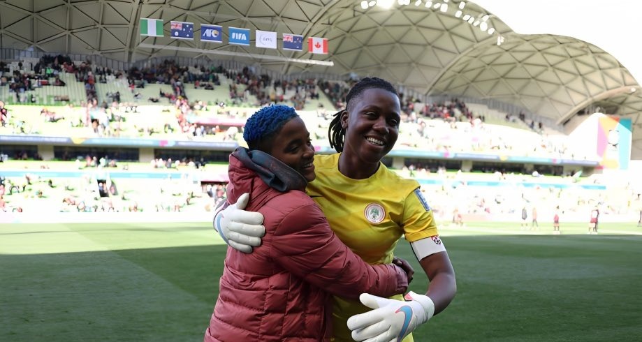 Rasheedat Ajibade and Super Falcons teammate Chiamaka Nnadozie