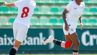 Payne celebrates after scoring in Sevilla Feminino Andalusia Cup final win