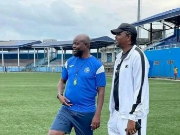 Enyimba FC Chairman Kanu Nwankwo and Coach Finidi George