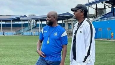 Enyimba FC Chairman Kanu Nwankwo and Coach Finidi George