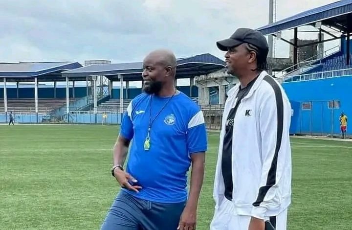 Enyimba FC Chairman Kanu Nwankwo and Coach Finidi George