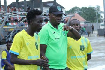 FC ONE Rocket Head Coach Ndubisi Ndah issuing instruction to his players.