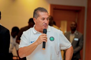 Super Eagles Head Coach Jose Peseiro speaking at the event 