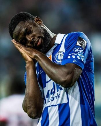 Super Eagles new invitee Jordan Torunarigha celebrating a goal for KAA Gent.