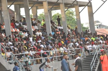 Fans at the Uyo Township Stadium, enjoying 2023 Akwa Ibom Governor's Cup matchday two games. Photo Credit: Jimoh Otisoro 