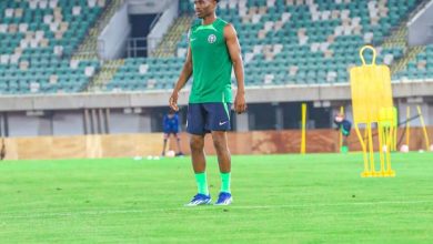 Nathan Tella in training with the Super eagles of Nigeria. Photo credit OGANLA