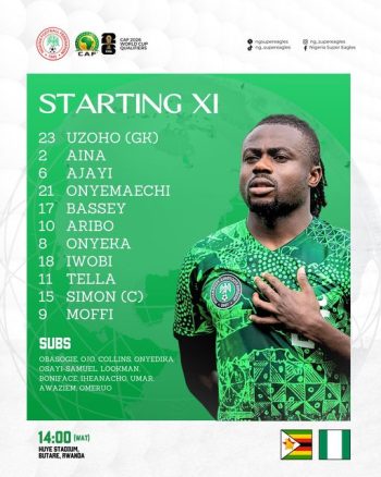 Super Eagles starting XI vs Zimbabwe