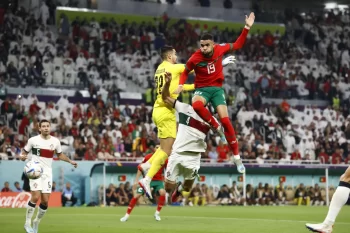 Enesryi with the goal that sent Morocco into the World cup semi-final