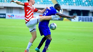 Rivers United skipper Nyima Nwagua reacts to match-winner vs Club Africain