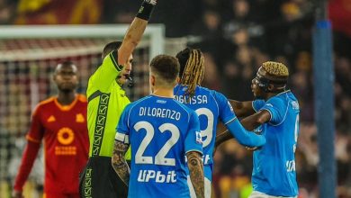 Victor Osimhen saw red following his sending off during Napoli's Serie A defeat at AS Roma on Saturday, December 23, 2023.