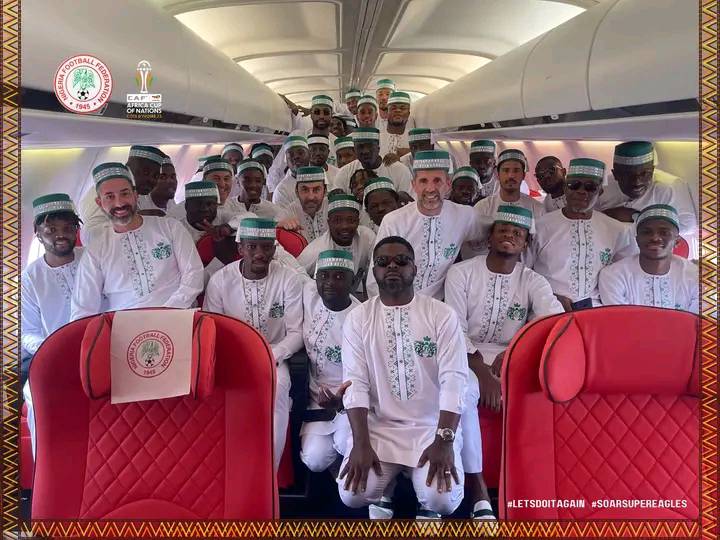 Nigerian national football team, the Super Eagles, embarked on their journey to Abidjan from the Murtala Mohammed International Airport in Lagos