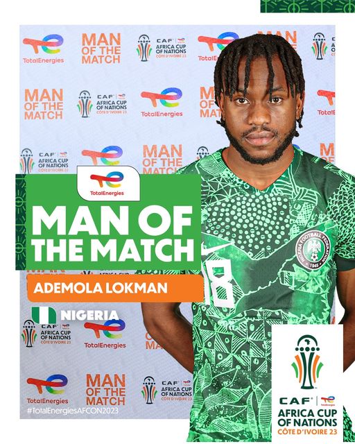 Super Eagles forward, Ademola Lookman has been named the Man-Of-The-Match award in Nigeria's 2-0 win over Cameroon