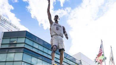 The errors on the Kobe Bryant statue were brought to light by German journalist André Voigt, who shared his discoveries on X on Sunday. Among the mistakes highlighted were the misspelling of Toronto guard José Calderón's name as "Jose Calderson" and former Laker Von Wafer's name as "Vom Wafer," as reported by NBC Los Angeles. Additionally, the word "decision" was mistakenly cast in bronze as "decicion," according to the station. The pose of the statue was inspired by Bryant's iconic index-finger-in-the-air gesture, which he famously made in response to his historic 81-point game against the Toronto Raptors on January 22, 2006. This performance remains the second-highest individual scoring feat in NBA history, with Wilt Chamberlain's 100-point game in 1962 holding the record.