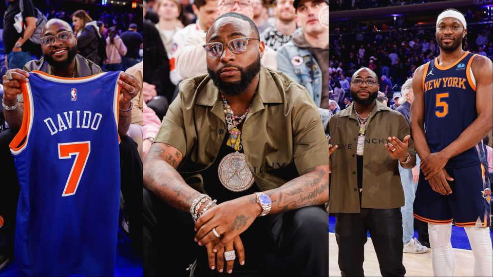 Davido added a touch of Nigerian flavor to the NBA scene as he met Precious Achiuwa and OG Anunoby Jr. during a New York Knicks vs. Brooklyn Nets derby