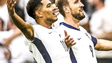 Jude Bellingham and Harry Kane celebrate during England Vs Slovakia