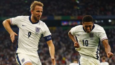 Jude Bellingham and Harry Kane celebrate during England Vs Slovakia